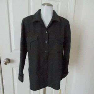 LLBean women's wool button-down charcoal shirt size M-reg